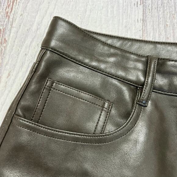 Aritzia Wilfred Melina Straight Leg SOFT Vegan Leather Pant Green Gray Size 10 - Picture 10 of 10